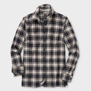 Duluth Women's Free Swingin' Flannel Shirt, Black and White, Large